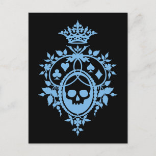 Blaues Wappen mit Skull und Cardsuits Postkarte