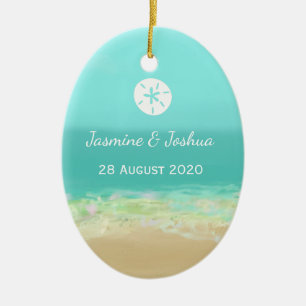 Blaues Wasser des Aqua/gemalte Strandküste Keramik Ornament