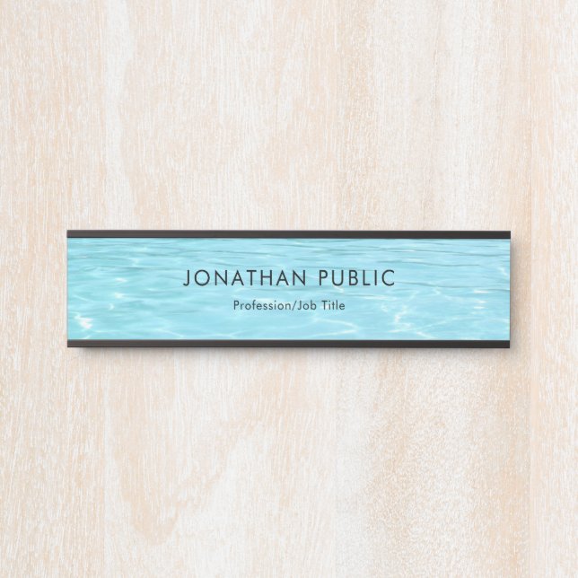 Blaues Wasser Elegantes Minimalistisches Template  Türschild (Vorderseite )