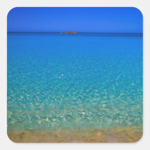 Blaues Wasser, Exuma-Inseln, Bahamas. Quadratischer Aufkleber