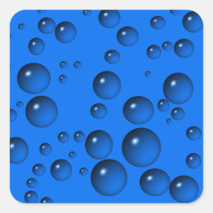Blaues Wasser lässt Blasen fallen Quadratischer Aufkleber