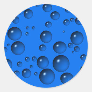 Blaues Wasser lässt Blasen fallen Runder Aufkleber