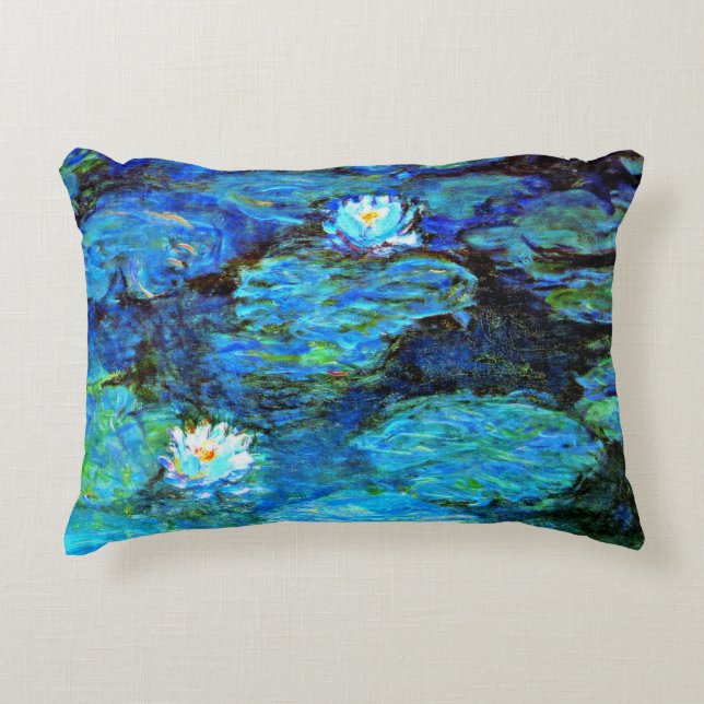 Blaues Wasser-Lilien, Kunstmalerei Dekokissen (Vorderseite)