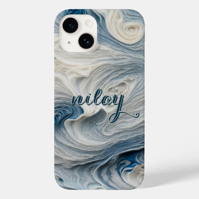Blaues Wasser Mit Monogramm Case-Mate iPhone 14 Hülle (Rückseite)