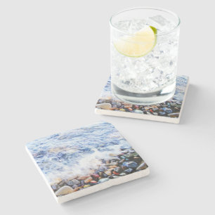 Blaues Wasser schweben Steinuntersetzer