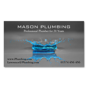 Blaues Wasser-Tropfen-Spritzen - Klempnerarbeit - Magnetische Visitenkarte