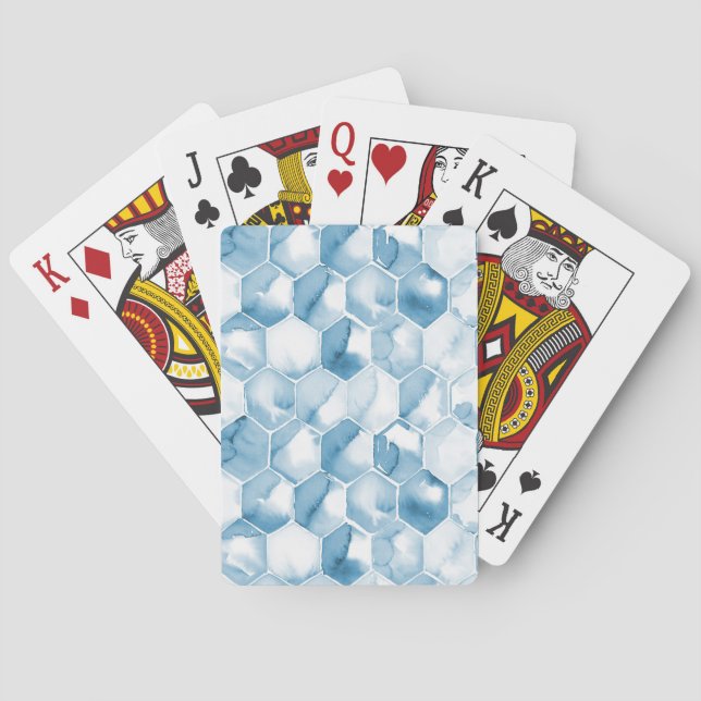 Blaues Wasserfarben-Muster Spielkarten (Rückseite)