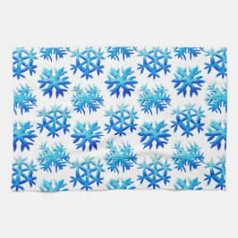 Blaues Wasserfarben-Schneeflockenmuster Geschirrtuch
