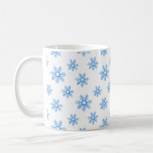 Blaues Wasserfarben-Schneeflockenmuster Kaffeetasse