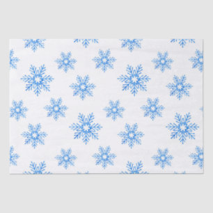 Blaues Wasserfarben-Schneeflockenmuster Seidenpapier