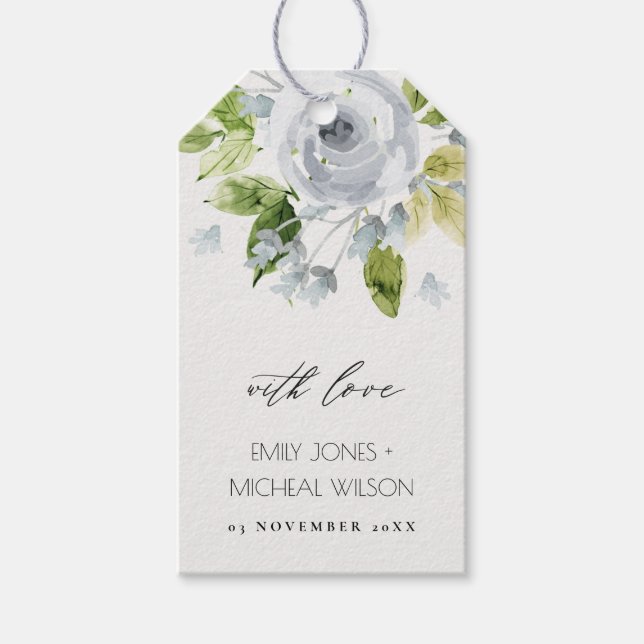 BLAUES WASSERFARBMONOGRAMM GESCHENKANHÄNGER (Vorderseite)