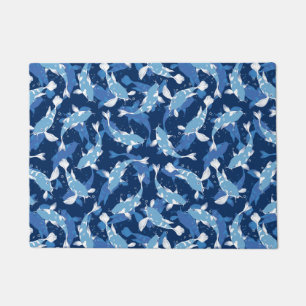 Blaues Wassermuster - Koi Fish Fußmatte