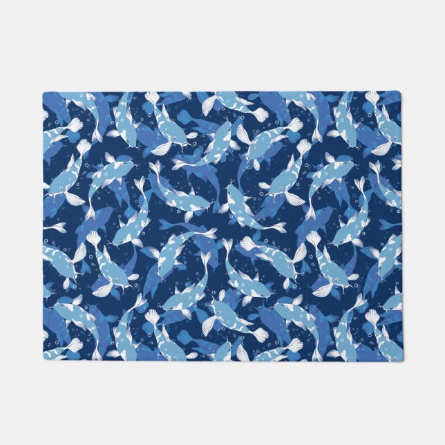 Blaues Wassermuster - Koi Fish Fußmatte (Vorderseite)