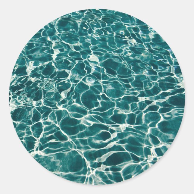 Blaues Wassermuster Runder Aufkleber (Vorderseite)