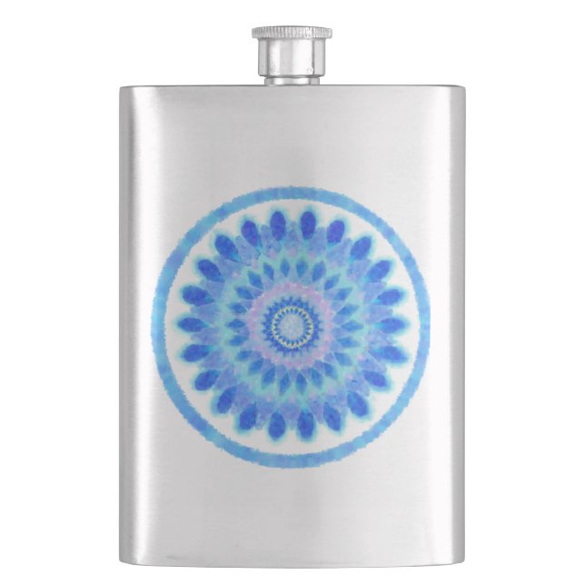 Blaues Wasserrad Flachmann (Vorderseite)