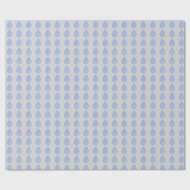 Blaues Wassertropfen Nahtloses Muster Geschenkpapier (Flach)
