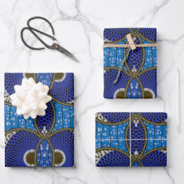 Blaues Wax Africain-Geschenkpapier Geschenkpapier Set