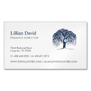 Blaues Weide-Baum-Logo Magnetische Visitenkarte