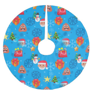 blaues Weihnachten Kaka-Emoticon Polyester Weihnachtsbaumdecke