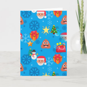 blaues Weihnachten-Kot-Emoji Einladung