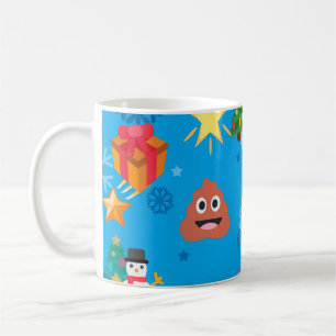 blaues Weihnachten-Kot-Emoji Kaffeetasse