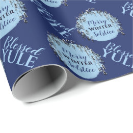 Blaues Weihnachten Merry Winter Solstice Trees Geschenkpapier