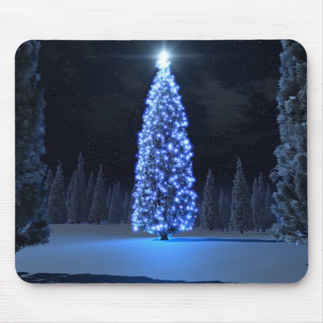Blaues Weihnachten Mousepad (Vorne)