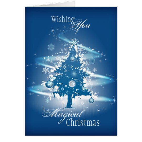 Blaues Weihnachtsbaum-Weihnachten Karte