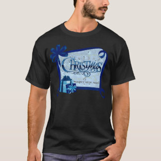 Blaues Weihnachtsdesign mit Urlaubsrahmen T-Shirt