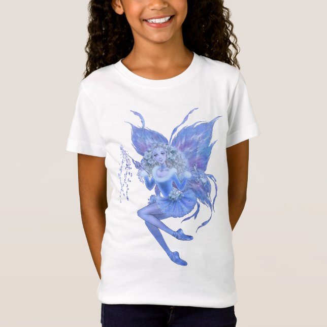 Blaues Weihnachtsfeenhafter Mädchen-T - Shirt (Vorderseite)