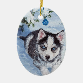 Blaues Weihnachtsheisere Keramik Ornament