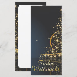 Blaues Weihnachtsmotiv mit goldenem Weihnachtsbaum