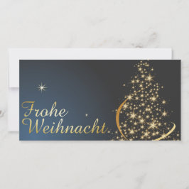 Blaues Weihnachtsmotiv mit goldenem Weihnachtsbaum