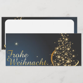 Blaues Weihnachtsmotiv mit goldenem Weihnachtsbaum