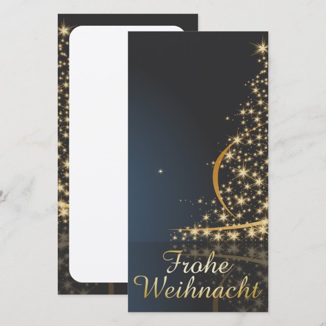 Blaues Weihnachtsmotiv mit goldenem Weihnachtsbaum (Vorne/Hinten)