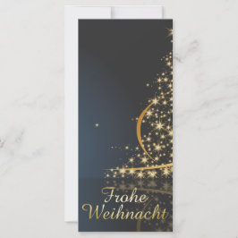 Blaues Weihnachtsmotiv mit goldenem Weihnachtsbaum