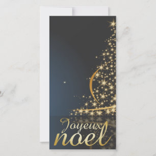 Blaues Weihnachtsmotiv mit goldenem Weihnachtsbaum Feiertagskarte