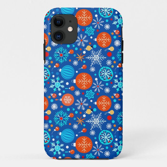 Blaues Weihnachtsmuster Case-Mate iPhone Hülle (Rückseite)