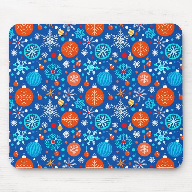 Blaues Weihnachtsmuster Mousepad (Vorne)