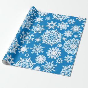 Blaues Weihnachtsschneeflocke-Muster-Packpapier Geschenkpapier