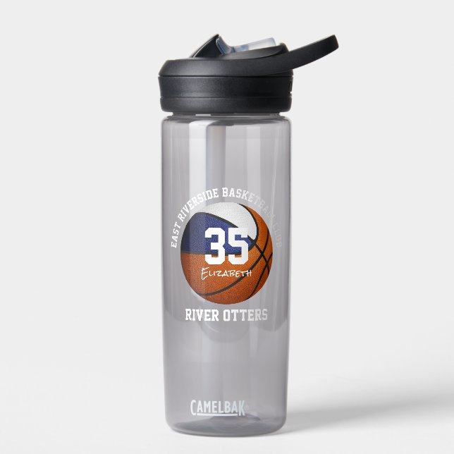 Blaues Weiß Basketball-Team - Mädchen Trinkflasche (Links)