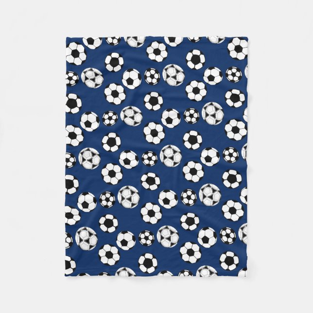 Blaues Weiß der Fußbälle Fleecedecke (Vorderseite)