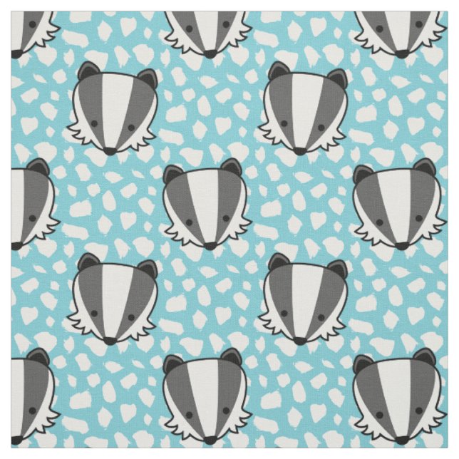Blaues Weiß Grau - Badger Muster Stoff (Muster)