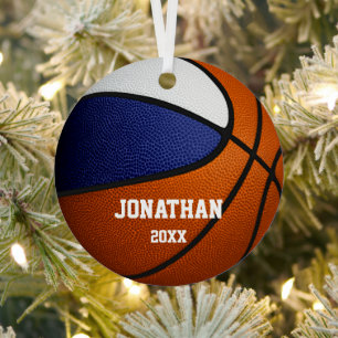 Blaues Weiß Team Basketball Ornament Aus Metall