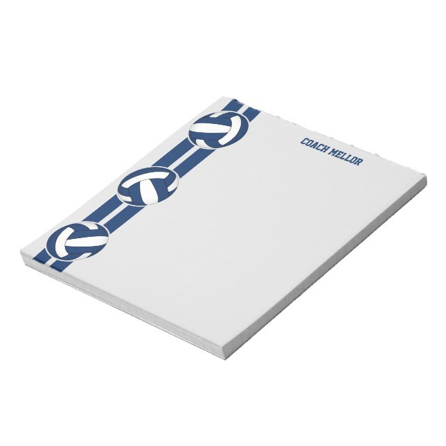 Blaues Weiß-Team Farben Volleyball-Trainer Custom Notizblock (Rotiert)