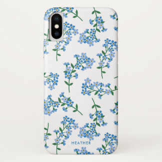 Blaues Weiß vergisst mich nicht Blumenmuster Case-Mate iPhone Hülle
