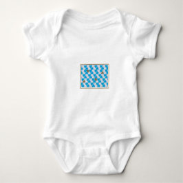 Blaues, weißes bayerisches Muster. Baby Strampler
