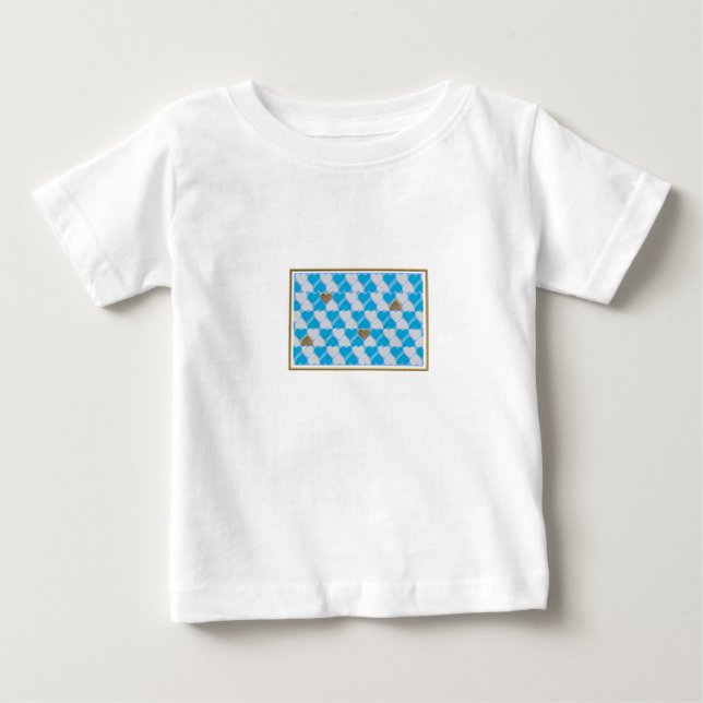 Blaues, weißes bayerisches Muster. Baby T-shirt (Vorderseite)