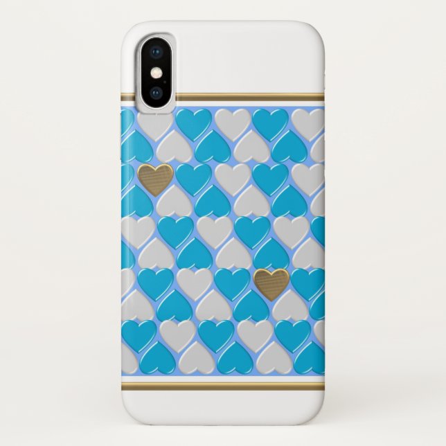 Blaues, weißes bayerisches Muster. Case-Mate iPhon iPhone Hülle (Rückseite)