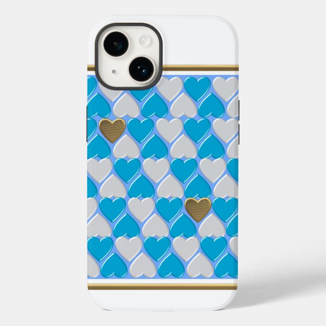 Blaues, weißes bayerisches Muster. Case-Mate iPhone 14 Hülle (Rückseite)